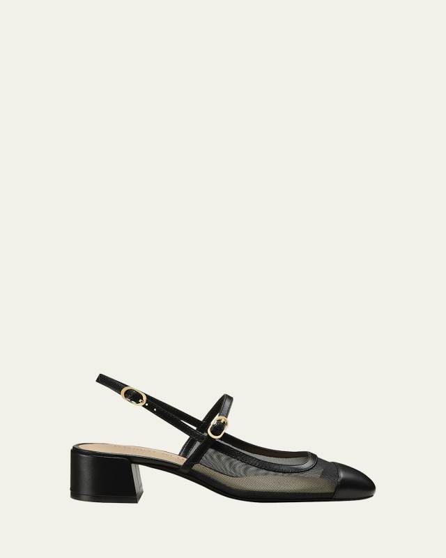 Maeve Mesh Mary Jane Slingback Pumps